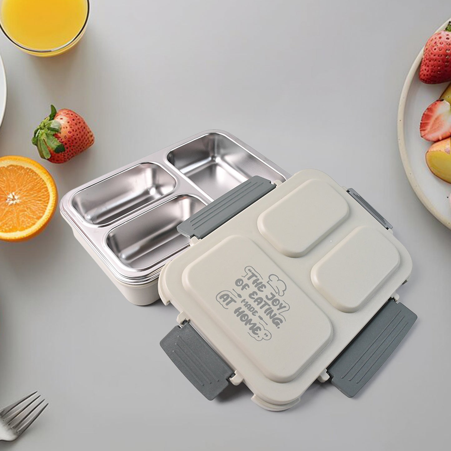 Lunch Box (200 Ml Each Container) With Attractive Stand - 4 Pcs
